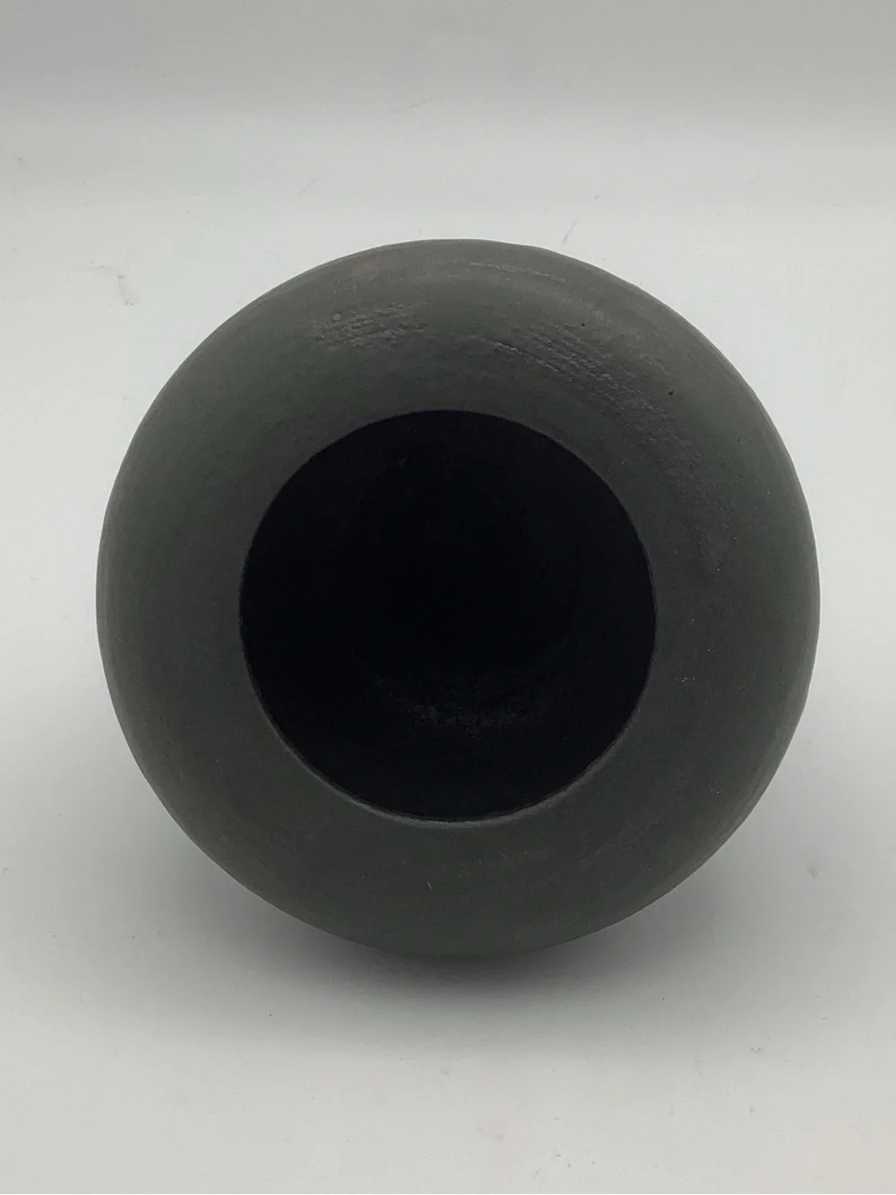 Two Matte Charcoal Gray Pottery Vases